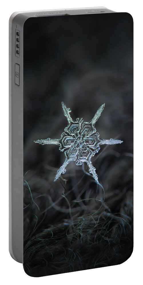 Snowflake Portable Battery Charger featuring the photograph Real snowflake photo - The shard by Alexey Kljatov