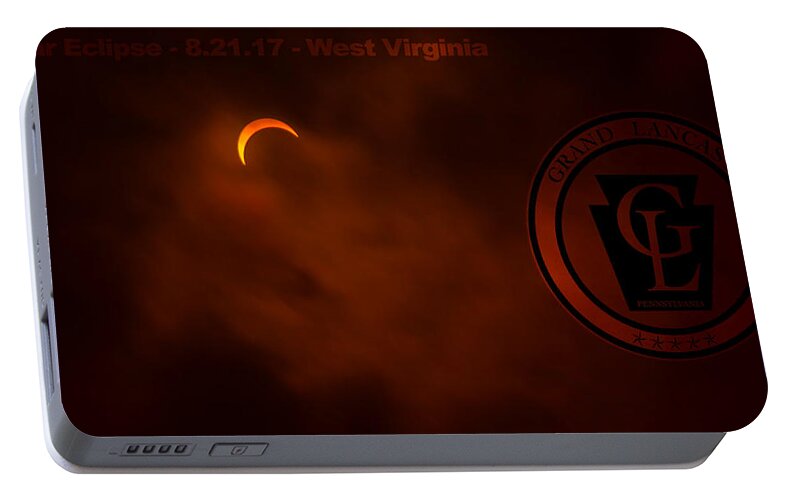 Eclipse Portable Battery Charger featuring the photograph 1339 - Solar Eclipse - Red Clouds by Seth Dochter