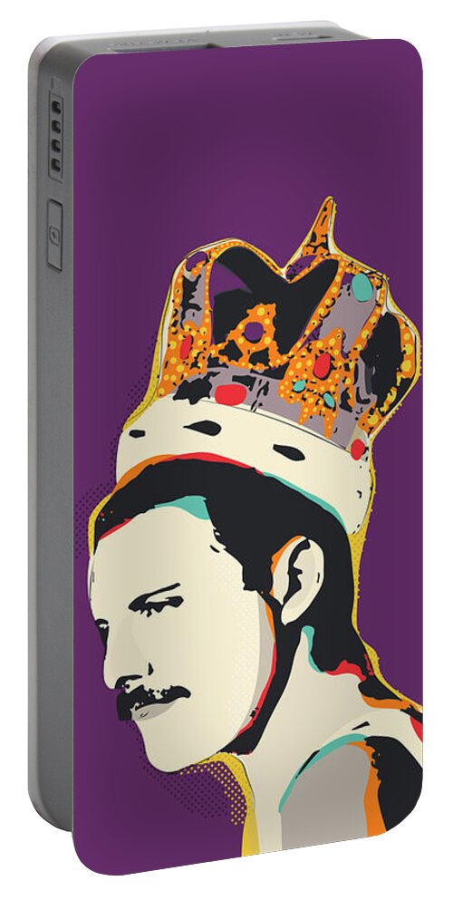 Freddie Mercury Portable Battery Charger featuring the digital art Freddie Mercury Pop Art Quote by BONB Creative