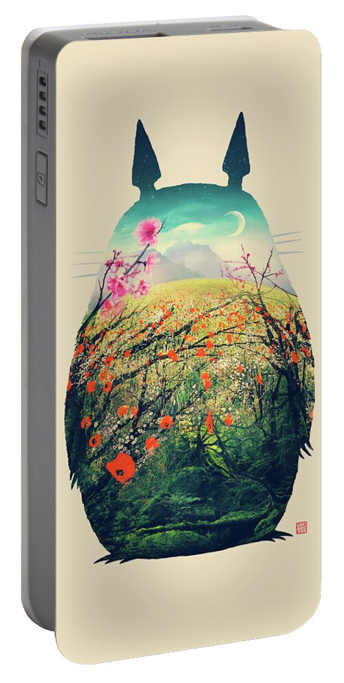 Totoro Portable Battery Charger featuring the digital art Forest Dream by Victor Vercesi
