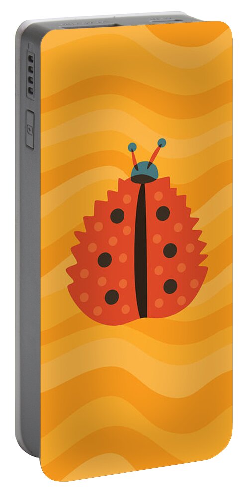 Mimicry Portable Battery Charger featuring the digital art Orange Ladybug Masked As Autumn Leaf by Boriana Giormova