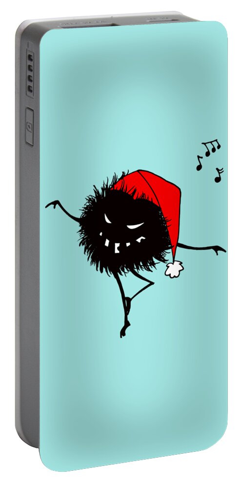 Bug Portable Battery Charger featuring the digital art Singing And Dancing Evil Christmas Bug #2 by Boriana Giormova