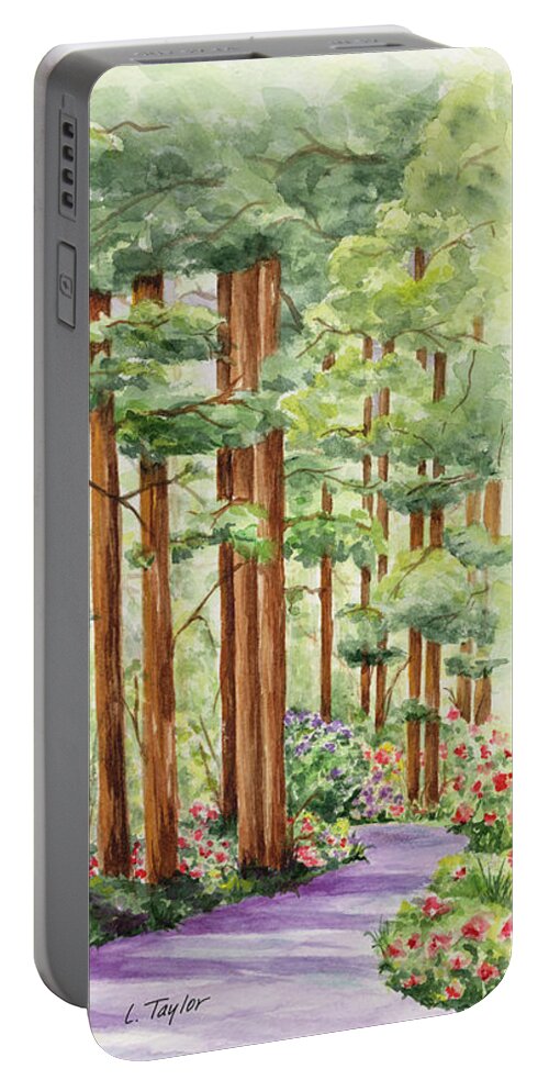 Forest Portable Battery Charger featuring the painting Standing Tall by Lori Taylor