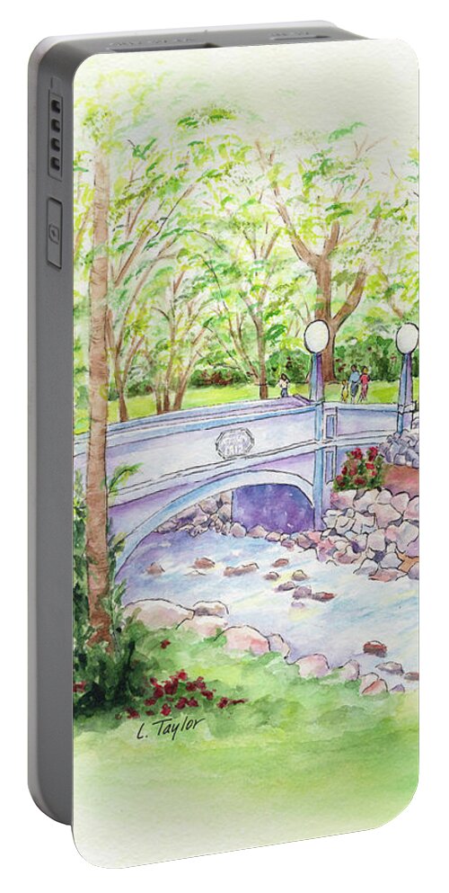 Park Portable Battery Charger featuring the painting Creekside by Lori Taylor