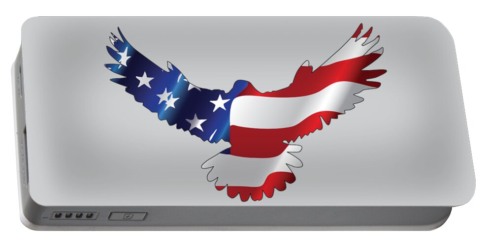 Eagle Portable Battery Charger featuring the digital art Stars and Striped Eagle by Ricky Barnard