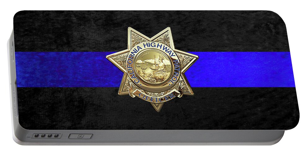  ‘law Enforcement Insignia & Heraldry’ Collection By Serge Averbukh Portable Battery Charger featuring the digital art California Highway Patrol - CHP Officer Badge - The Thin Blue Line Edition over Black Velvet by Serge Averbukh