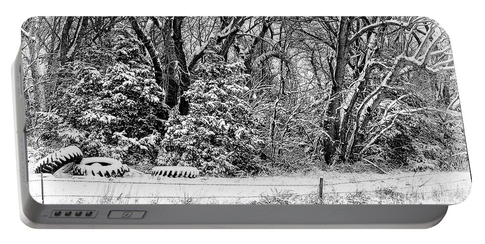Bill Kesler Photography Portable Battery Charger featuring the photograph Three Tires And A Snowstorm by Bill Kesler