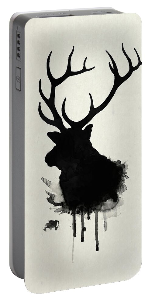 Elk Portable Battery Charger featuring the drawing Elk by Nicklas Gustafsson