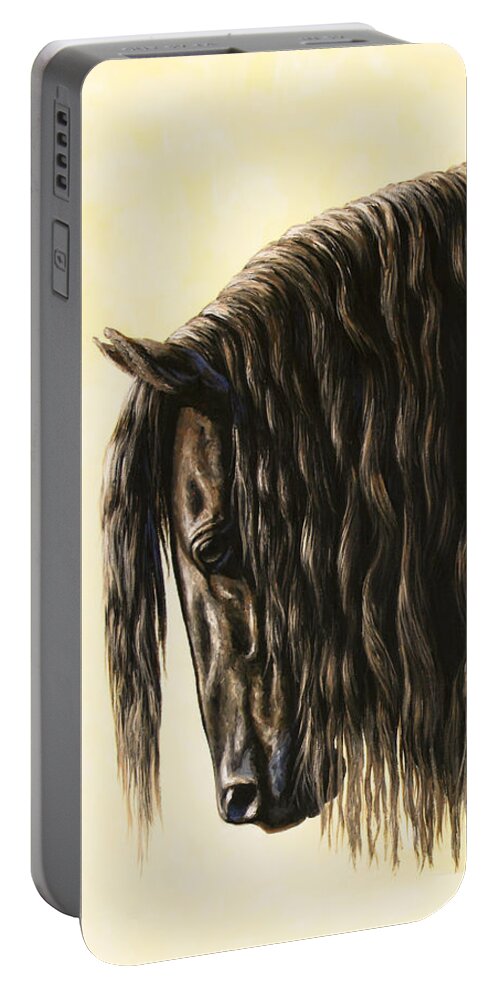Horse Portable Battery Charger featuring the painting Horse Painting - Friesland Nobility by Crista Forest