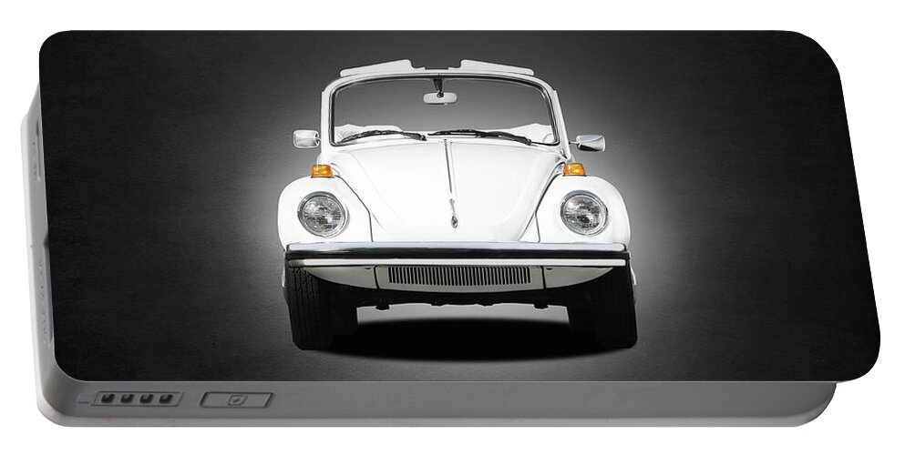 Triple White Super Beetle Portable Battery Charger featuring the photograph Volkswagen Beetle by Mark Rogan
