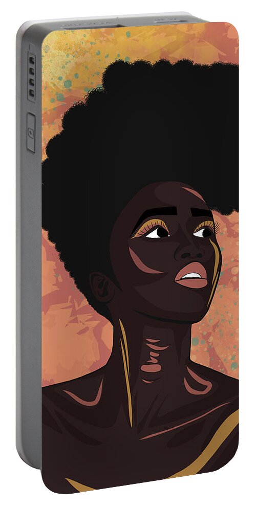 Afro Portable Battery Charger featuring the digital art Asase Yaa, The Earth Goddess Of Fertility by The King Gallery