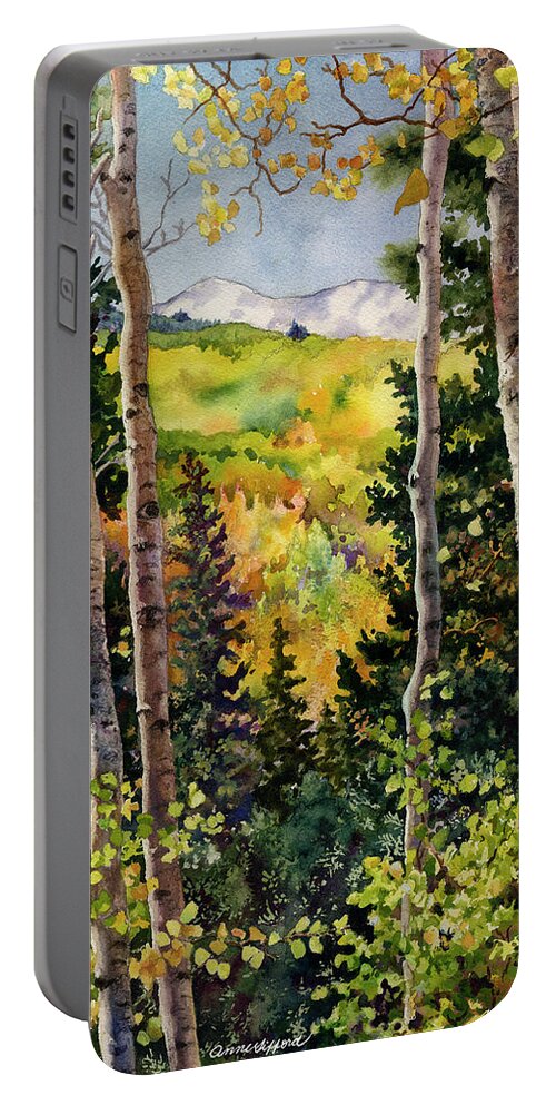 Autumn Painting Portable Battery Charger featuring the painting Aspen Afternoon by Anne Gifford