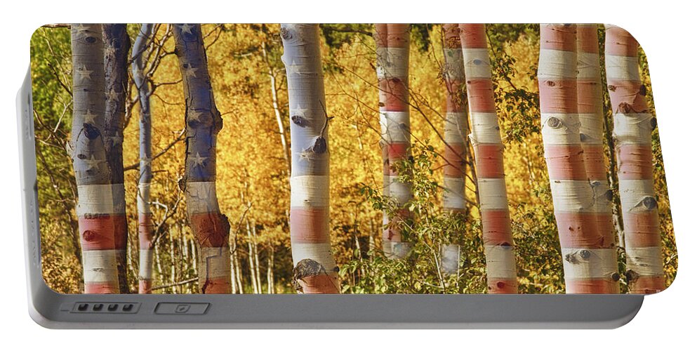 Usa Portable Battery Charger featuring the photograph Aspen Gold Red White and Blue by James BO Insogna