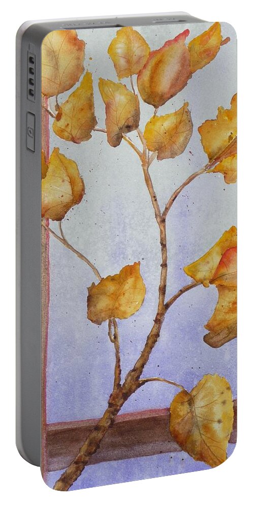 Leaves Portable Battery Charger featuring the painting Aspen by Ruth Kamenev
