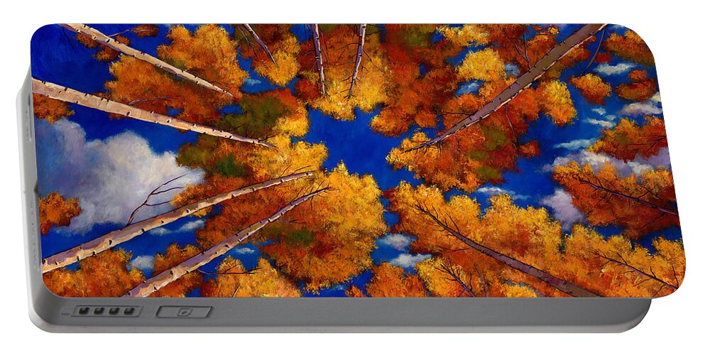 Autumn Aspen Portable Battery Charger featuring the painting Aspen Vortex by Johnathan Harris