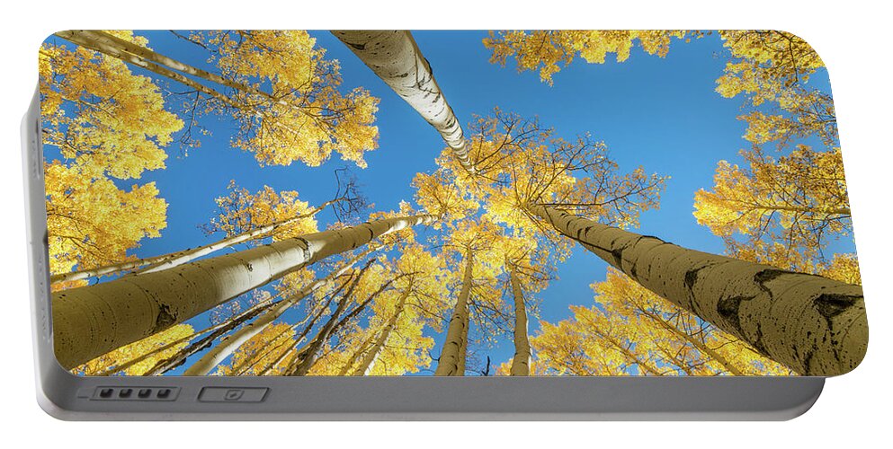 Fine Art Photography Portable Battery Charger featuring the photograph Aspens and Sky by John Strong