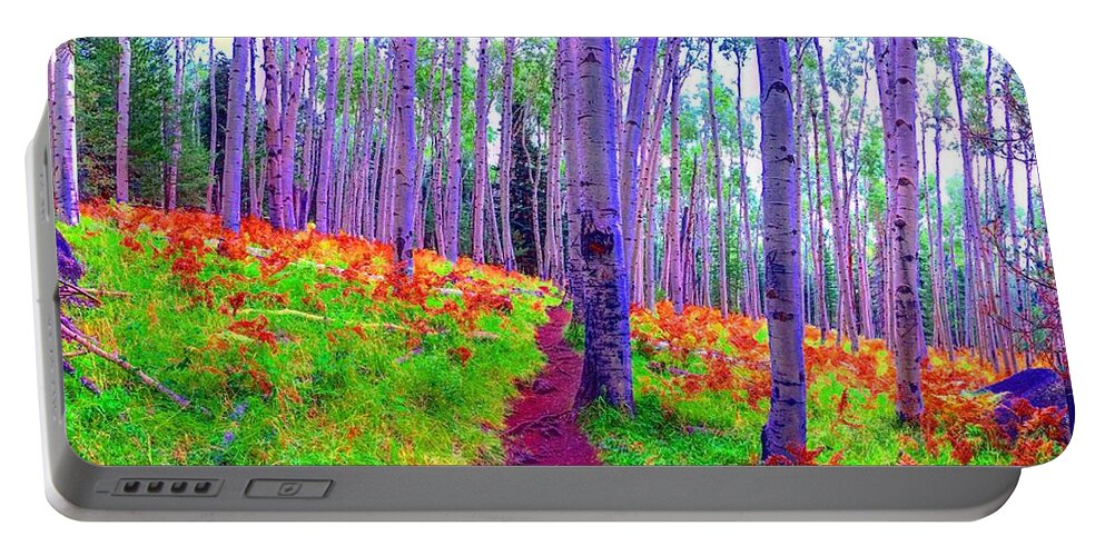 San Francisco Peaks Portable Battery Charger featuring the photograph Aspens in Wonderland by Michael Oceanofwisdom Bidwell