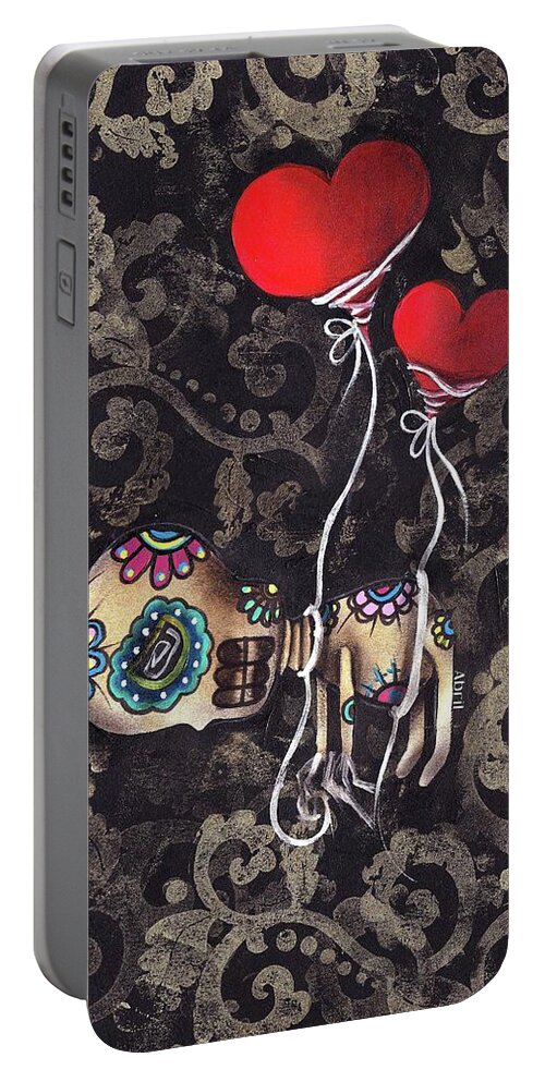 Day Of The Dead Portable Battery Charger featuring the painting Asphyxiated by Abril Andrade
