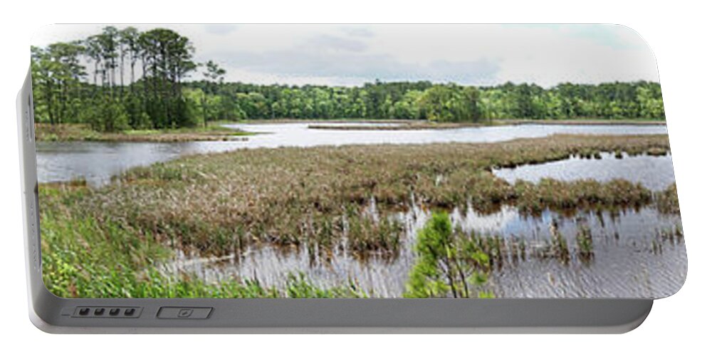 De Portable Battery Charger featuring the photograph Assawoman Wildlife Area, Marsh #05368 by Raymond Magnani