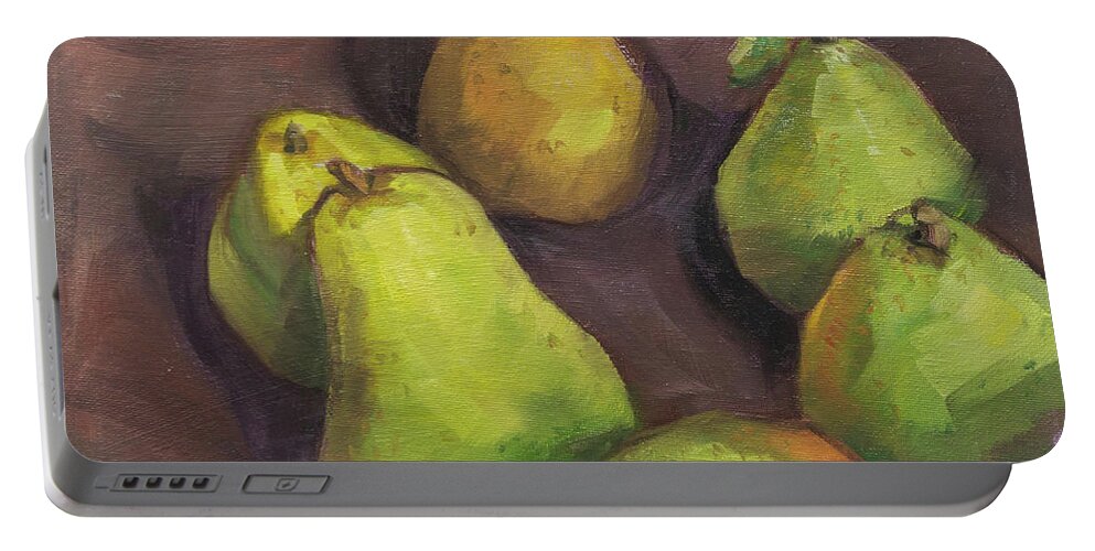 Oregon Portable Battery Charger featuring the painting Assorted Pears by Tara D Kemp