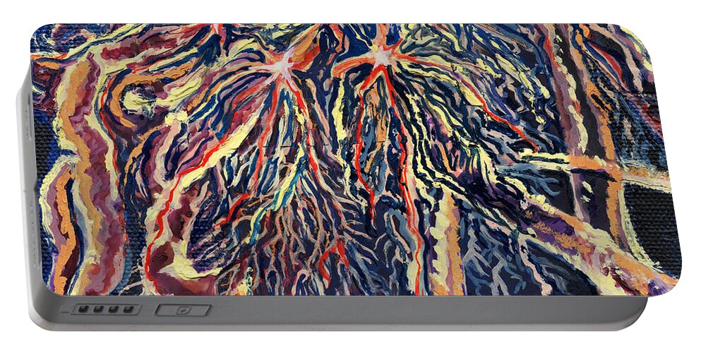 Biology Portable Battery Charger featuring the painting Astrocytes Microbiology Landscapes Series by Emily McLaughlin