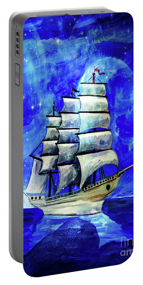 Sea Portable Battery Charger featuring the digital art At Sea by Digital Art Cafe