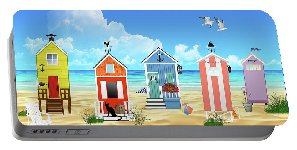 Beach Portable Battery Charger featuring the digital art At the Beach by Movie Poster Prints