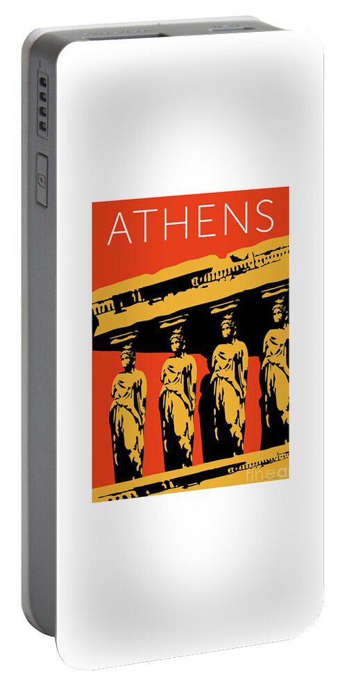 Athens Portable Battery Charger featuring the digital art ATHENS Erechtheum Orange by Sam Brennan