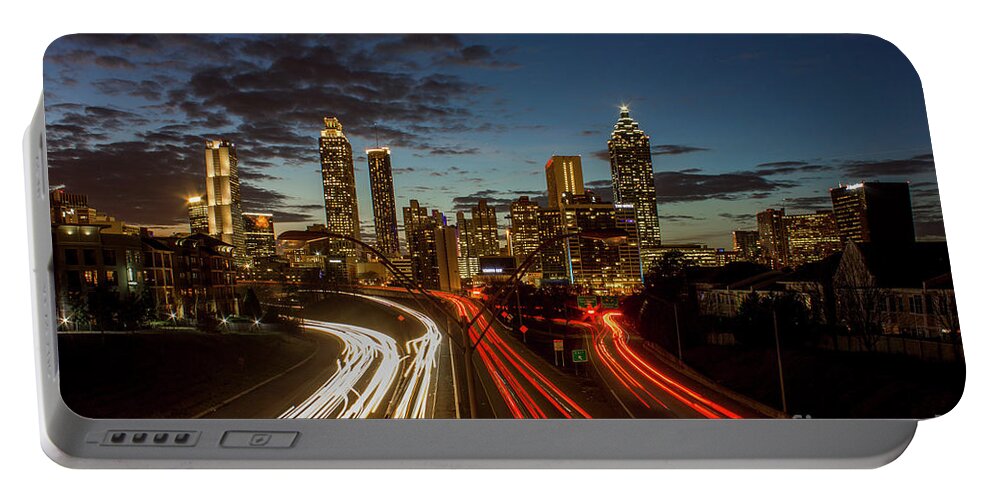 Reid Callaway Atlanta Downtown Infusion Portable Battery Charger featuring the photograph Atlanta Downtown Infusion Atlanta Sunset CityScapes Art by Reid Callaway