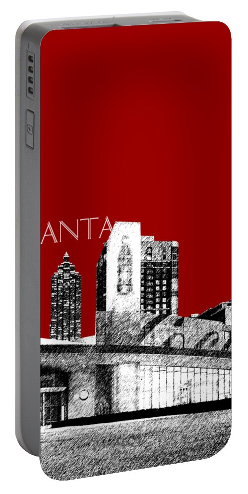 Architecture Portable Battery Charger featuring the digital art Atlanta World of Coke Museum - Dark Red by DB Artist