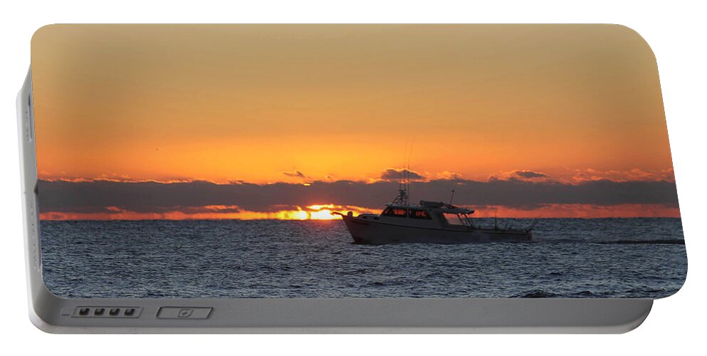 Water Portable Battery Charger featuring the photograph Atlantic Ocean Fishing at Sunrise by Robert Banach