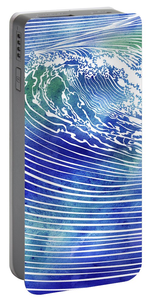 Swell Portable Battery Charger featuring the mixed media Atlantic Waves by Stevyn Llewellyn