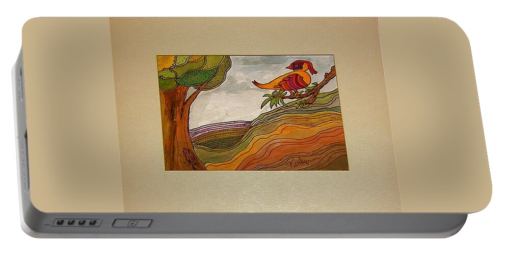 Bird Portable Battery Charger featuring the painting Attitude Bird by Kenlynn Schroeder