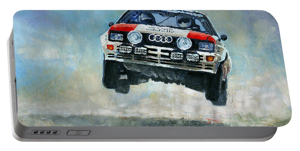 Acrilic Portable Battery Charger featuring the painting AUDI Quattro Gr.4 1982 by Yuriy Shevchuk