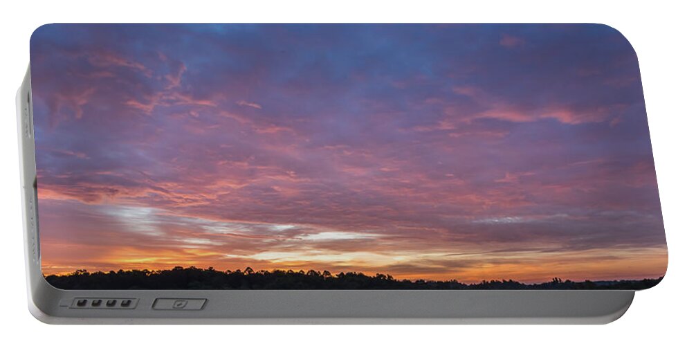 August Portable Battery Charger featuring the photograph August Morning Sky by Holden The Moment