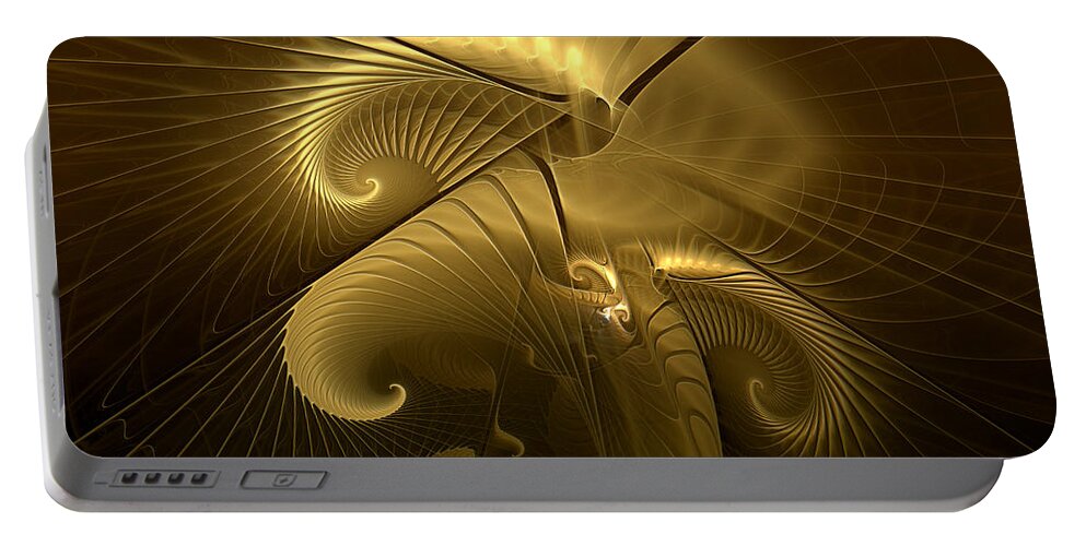 Abstract Portable Battery Charger featuring the digital art Aureate-1 by Casey Kotas