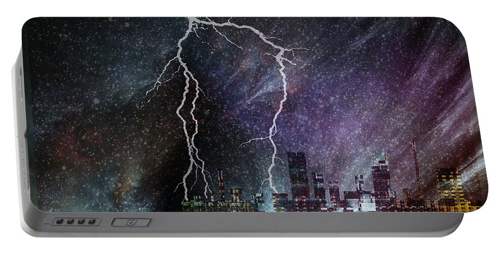 Lightning Portable Battery Charger featuring the digital art Aurora by Barbara Berney
