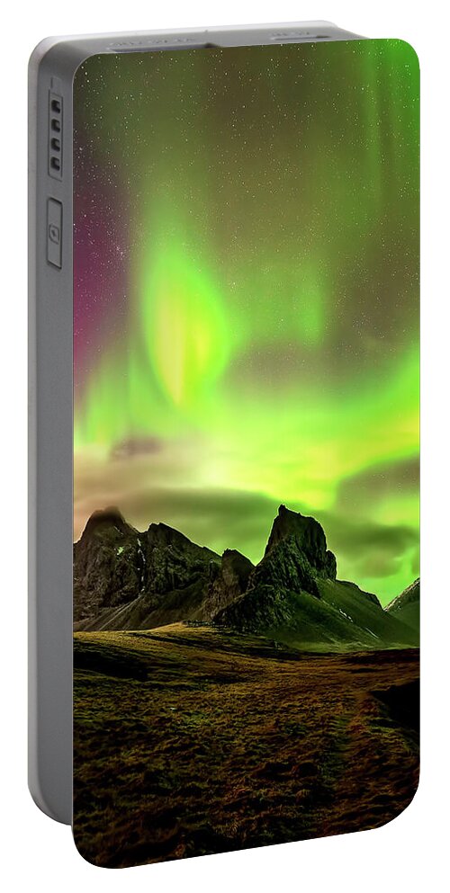 Aurora Borealis Portable Battery Charger featuring the photograph Aurora Over the Clouds by David Soldano
