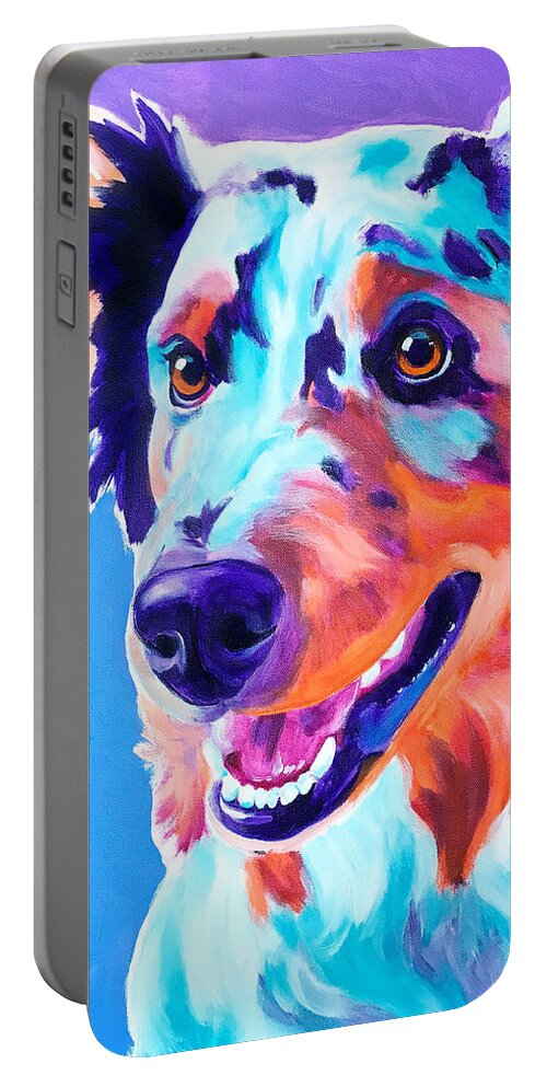 Pet Portable Battery Charger featuring the painting Aussie - Pepper by Dawg Painter