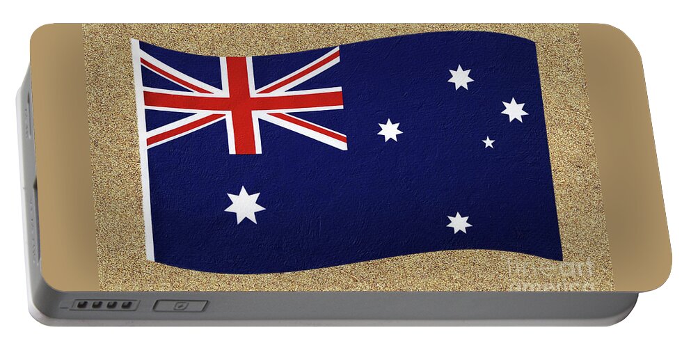 Photography Portable Battery Charger featuring the photograph Australian Flag on Sand by Kaye Menner by Kaye Menner