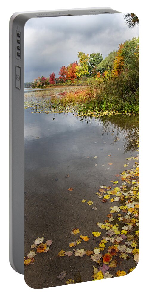 Landscape Portable Battery Charger featuring the photograph Autumn at the Lake in NH by Betty Denise