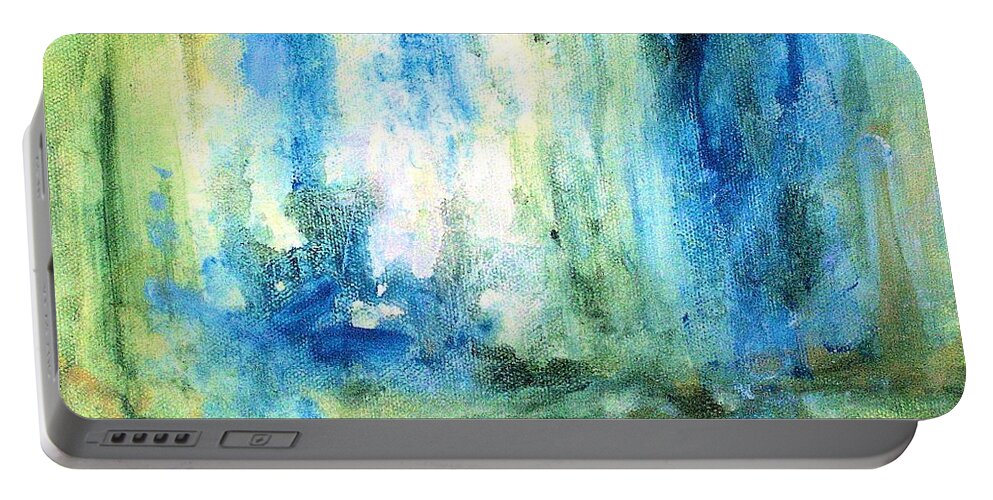 Art Portable Battery Charger featuring the painting Spring Rain by Laurie Rohner