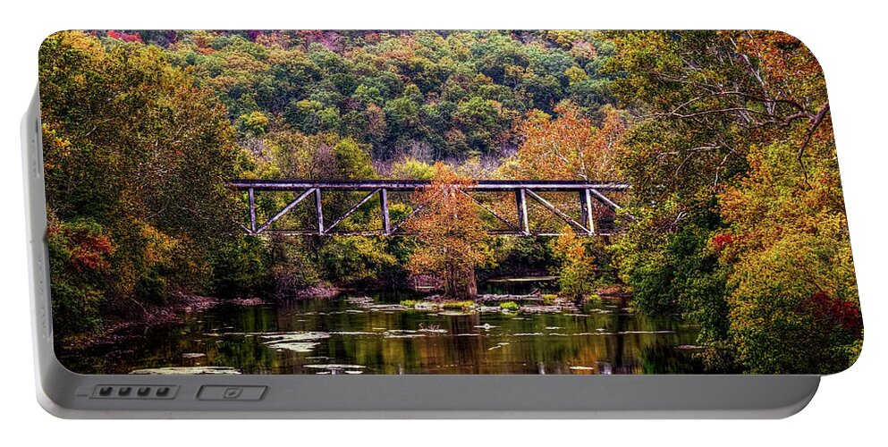Autumn Portable Battery Charger featuring the photograph Autumn bridge by Ronda Ryan