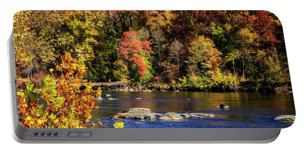Color Portable Battery Charger featuring the photograph Autumn by the River -1 by Alan Hausenflock