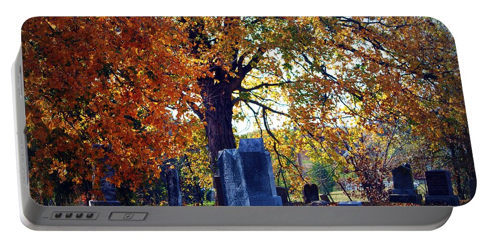 Autumn Portable Battery Charger featuring the photograph Autumn Cemetery by Cricket Hackmann