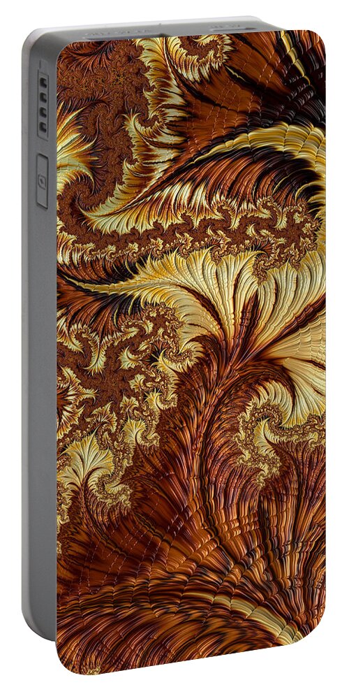 Abstract Portable Battery Charger featuring the digital art Autumn Gold by Michele A Loftus