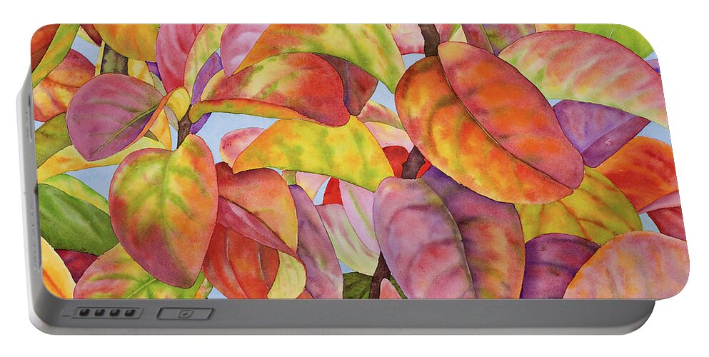 Autumn Leaves Portable Battery Charger featuring the painting Autumn Crepe Myrtle by Lucy Arnold