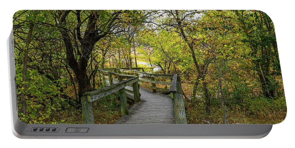 Autumn Portable Battery Charger featuring the photograph Autumn Foot Bridge by David Drew