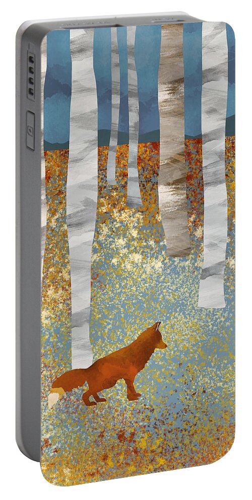 Autumn Portable Battery Charger featuring the digital art Autumn Fox by Spacefrog Designs