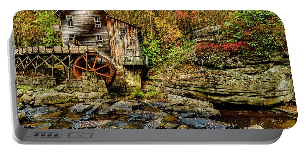 Babcock State Park Portable Battery Charger featuring the photograph Autumn Glade Creek Grist Mill by Thomas R Fletcher